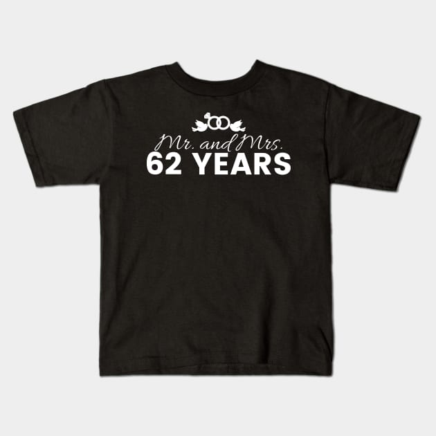 62nd Wedding Anniversary Couples Gift Kids T-Shirt by Contentarama